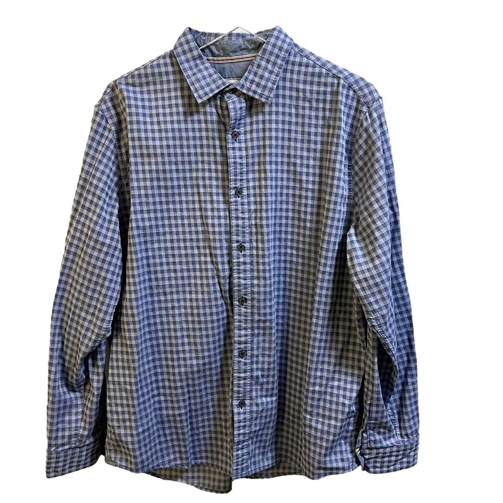 Flag & Anthem Dry Goods Supply Plaid Button Down Long Sleeve Shirt Blue XL